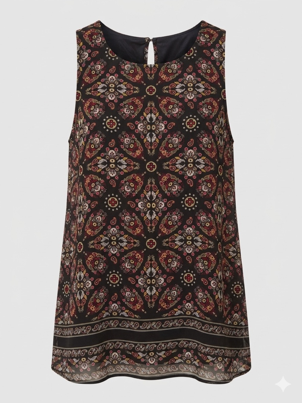 Max Edition Black Floral-Print Sleeveless Tank